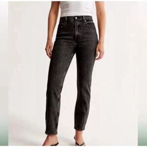 Abercrombie & Fitch Curve Love The Mom High Rise Jeans Black Size 26 2